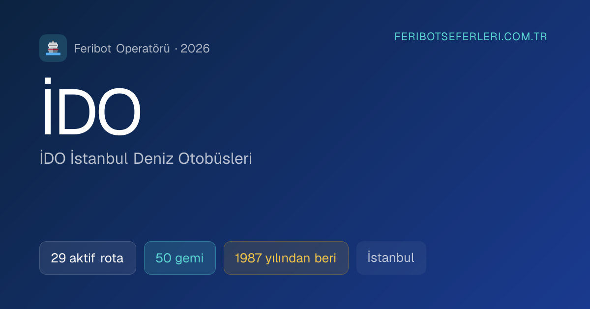 İDO Sefer Saatleri 2026 | Bilet, Tarife, Hatlar