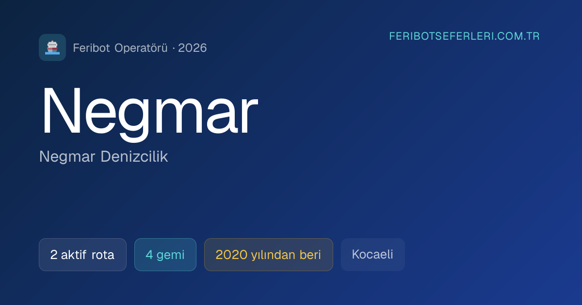 Negmar 2026 Sefer Saatleri & Bilet Fiyatları | Negmar Denizcilik